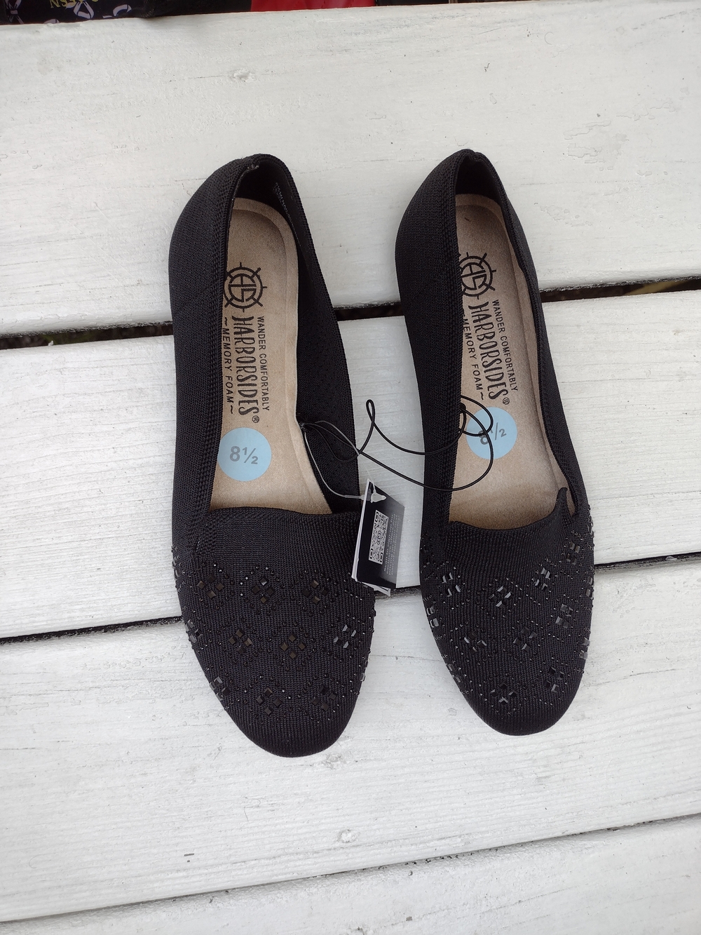 Harborsides Black Knit Ballet Flats with Subtle Embellishment